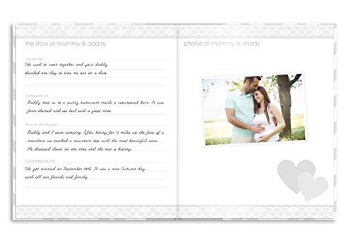 PEARHEAD CHEVRON BABY BOOK WITH CLEAN TOUCH INK PAD GREY