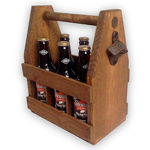 Handcrafted Wooden Beer Carrier with Chalkboard and Bottle Opener/Six Pack