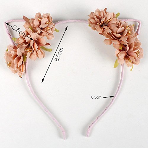 Fabric Flower Cat Ear Headband In Baby Pink For Parties | TSG