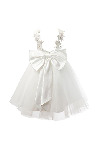 Ivory Lace Tulle Backless Wedding Flower Girl Dress Junior Bridesmaid Dress 
