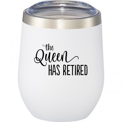 Funny Wine Tumbler Sippy Cup for Adults Retirement Gifts For Women Perfect Retirement Gift for Her 12 oz Mint Stainless Steel Stemless Wine Glass with Lid The Queen Has Retired 