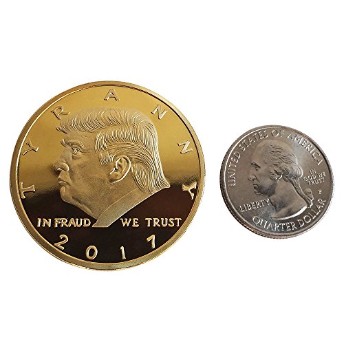 Perfect Anti Donald Trump Gag Gifts Novelty For The Trump Hater In your Life by Xanadeu Not My President The Coin Says it all Stand and Case Original 24kt Gold Plated Anti Trump Gag Gifts Coin 