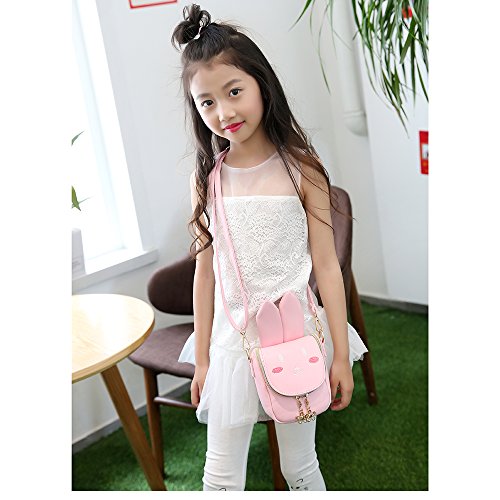 pink Pinky Family Cute Cat Ear Kids Handbags Candy Color Crossbody Bags PU Leather Shoulder Bags