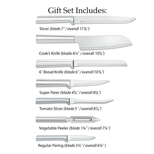 Rada Cutlery Knife 7 Stainless Steel Kitchen Knives Starter Gift Set with  Brushed Aluminum Made in USA, Silver Handle - Gently Sustainable Homestead