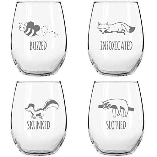 Funny Stemless Wine Glass Set - 4 Count | ThatSweetGift