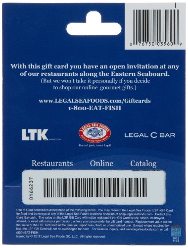 Legal Sea Foods Gift Card: 50$ Card | ThatSweetGift