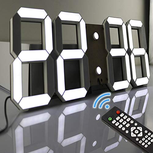 TFCFL Large LED Digital Wall Clock with Remote Black Oversized Electronic Digital Clock for Home or Public Occasion