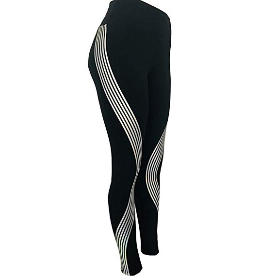 Black babe in yoga pants stripped Striped Printed Luminous Yoga Pants Thatsweetgift