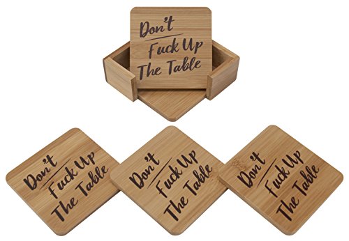 Don’t Fuck Up The Table Bamboo Drink Coaster Set Thatsweett