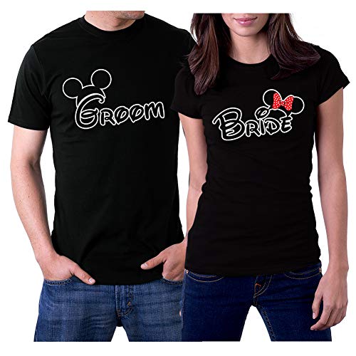 SHOWN ON TV! GREAT GIFT IDEA 2 NEW SHIRTS BRIDE AND GROOM T-SHIRTS 