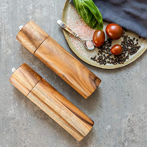 Wooden Salt and Pepper Grinder Set - Premium Acacia Wood Grinders