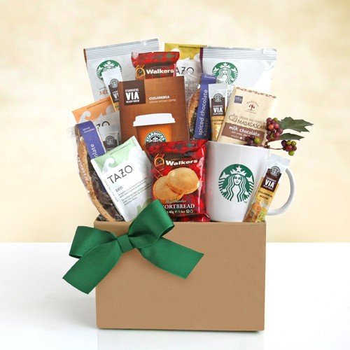 Starbucks Gift Baskets with Travel Mug, Assorted Cocoa and Coffee