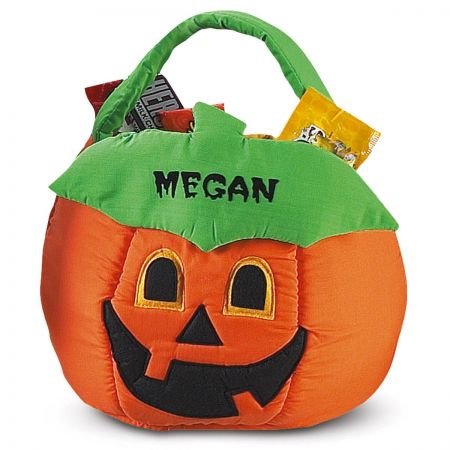 Personalized Trick or Treat bucket Embroidered Halloween Basket Personalized Halloween Basket Customized Halloween Basket