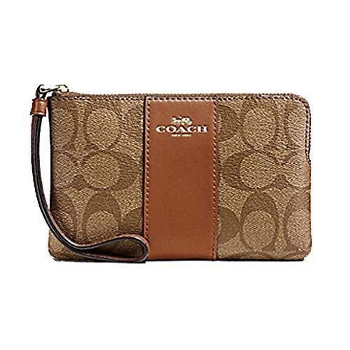 COACH Small Wristlet in Leather in Brown