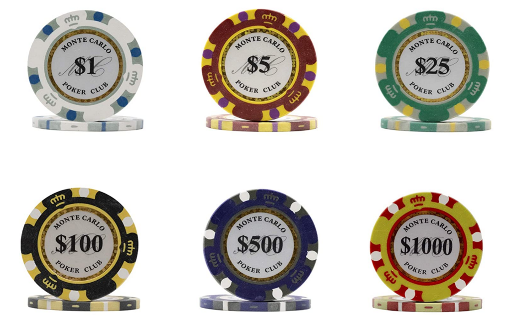 Da Vinci Monte Carlo Poker Club Set of 500 14 Gram 3-Tone Chips w/Aluminum Case 