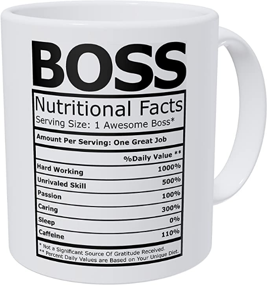 Wampumtuk Boss Nutritional Facts Coffee Mug